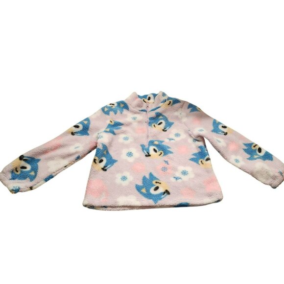 Sonic The Hedgehog Fleece Pullover Jacket XL Pink Blue Floral Cartoon Print - Picture 2 of 4